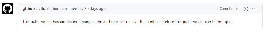 conflicting pull request message